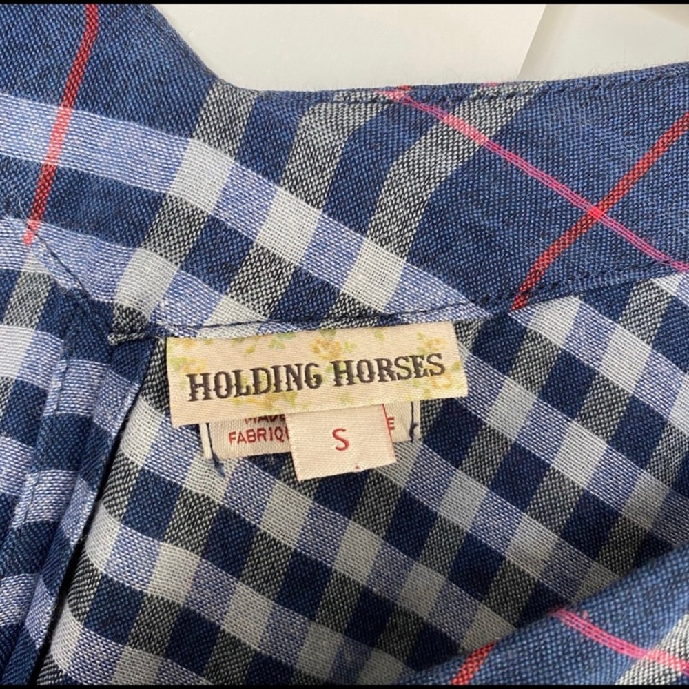 Anthropologie Blue and White Holding Horses Skater Dress - Picture 3 of 3